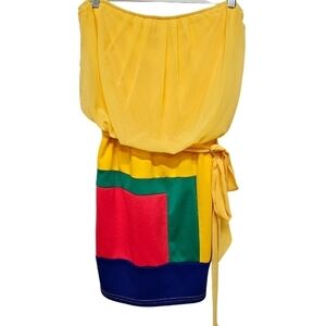 Hot & Delicious vintage color block strapless dress